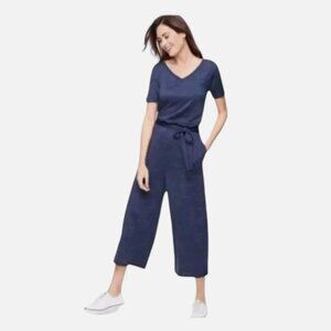 T By Talbots Navy Jumpsuit Elast Tie Waist with Pockets Size LP Large Petite NWT